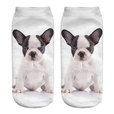 

1Pair Women Low Cut Ankle Socks Funny Dog 3D Printing Sock Cotton Hosiery Printed Socks