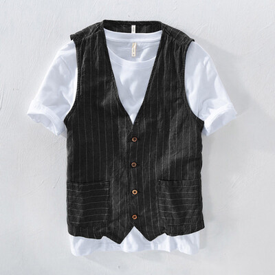 

Toponeto Summer Mens Casual Fashion Wild Striped Tank Top Jacket Top Blouse
