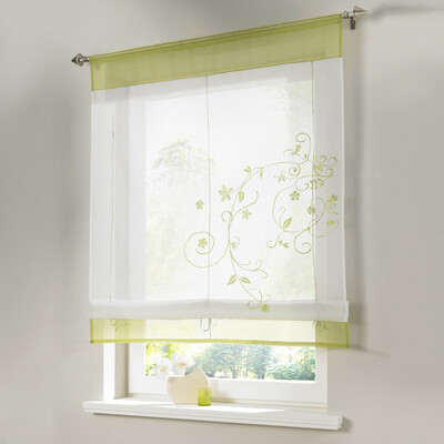 

Gobestart Newest Roman Blinds Embroidery Tulle Short Shade Pastoral Room Window Curtain