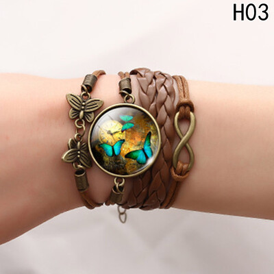

Green Butterfly Romantic Clock time Vintage Flower Jewels PendantArt Pendant Necklace Jewelry