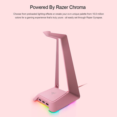 

Razer Base Station Chroma Enabled Headset Stand Headphone Support Holder Chroma RGB Lighting 3 USB 30 Ports Detachable Base for G