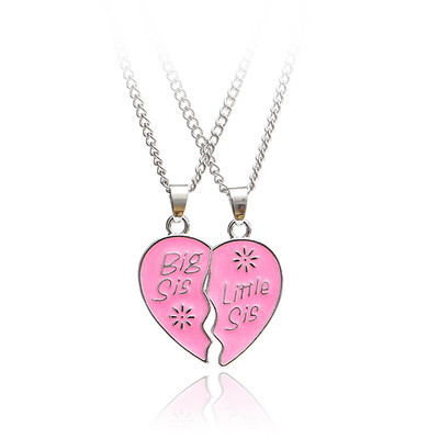 

2PcsSet Broken Heart Pendant Best Friends Big Sisters Little Sister Sterling Silver Rainbow Rhinestone Necklace Bff Jewelry Set