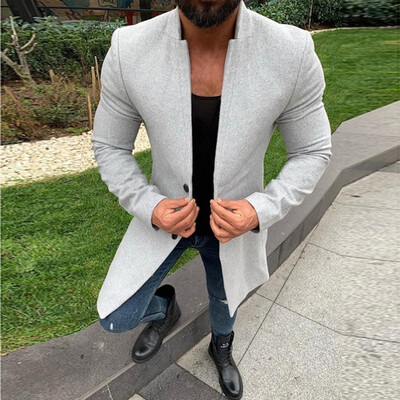 

Toponeto Mens Autumn And Winter New Trench Long Outwear Button Smart Overcoat Coats