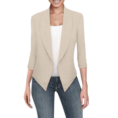 

Toponeto Women Thin Office Lady Lapel Long Sleeved Coat Suit Slim Cardigan Casual Tops