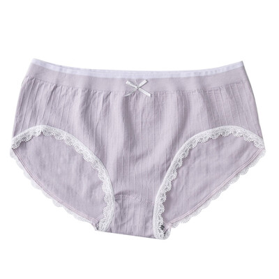 

Panties Women Fashion New Solid Color Stitching Color Lace Briefs Japanese Bow Briefs Female