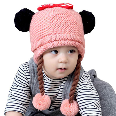 

Baby Girls Hat Knitted Lovely Braid Decoration Baby Hat Beanies Warm Infant Toddler Cap Winter