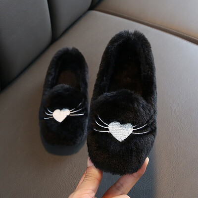 

Baby Girl Shoes 2019 Autumn Winter Children Lovely Plush Anti-Slip Princess Flats Kids Sneakers Toddler Soft Soled Walkers Shoes