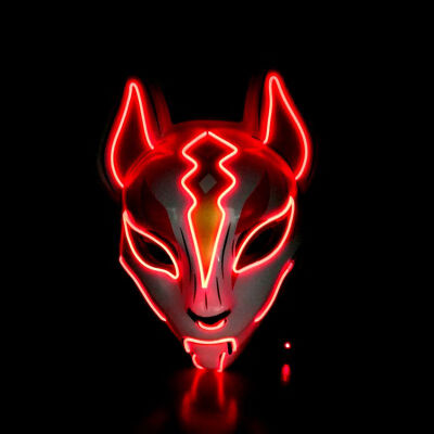 

Fox Face Mask Creative Halloween Glowing Mask Masquerade Bar Party Performance Fearsome Night Light Mask