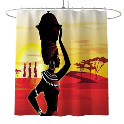

Trendy African Sunset Woman Printed Home Bathroom Decor 3 Piece Bath Carpet Contour Rug Toilet Lid Cover