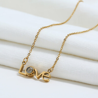 

New 100 Languages I Love You Valentines Day Present Memory Projection Necklace
