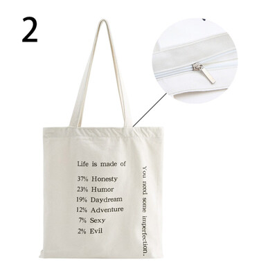 

Letter Print Large Capacity Canvas Shopping Bag Women Tote Shoulder Handbag