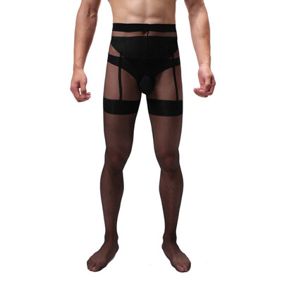 

Men Pantyhose Clubwear High Waist Sexy Pantyhose Fashion Party Open Crotch