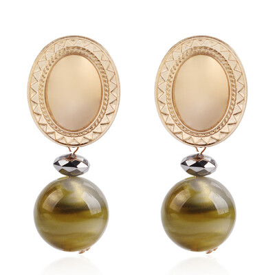 

1 Pair Vintage Women Jewelry Exaggerated Ear Studs Big Pearl Pendant Earrings