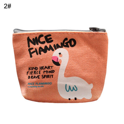

Cute Flamingo Print Canvas Coin Purse Card Keys Holder Women Zipper Mini Wallet