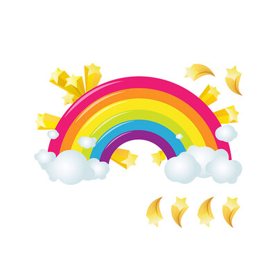 

3D Wall Sticker Colorful Rainbow Cartoon Design Kids Bedroom Living Room Wall Decals Decors