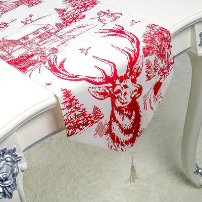 

Christmas Dining Table Polyester Cotton Flag Xmas Party Venue Banquet Home Decor