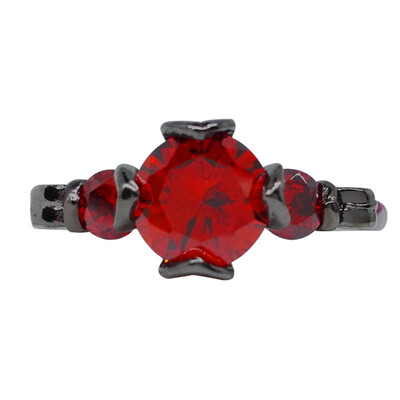 

Rings Femme Red Copper New Fashion Flower Charming Engagement Jewelry Shiny Red Ring Black Gold