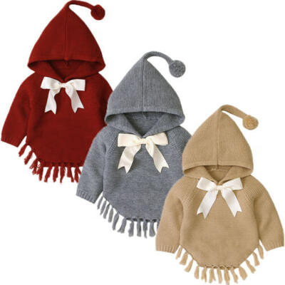 

Newborn Baby Girls Knit Bowknot Coat Jacket Outwear Cloak Autumn Winter Clothes