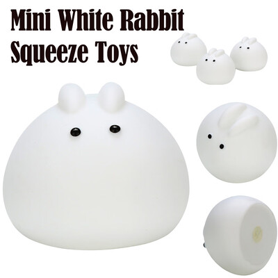 

YIWULA3 Pack Mini White Rabbits Squeeze Funny Toy Soft Stress Anxiety Relief Toys