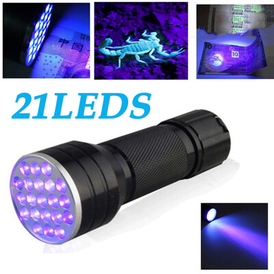 

UV Violet 21LED Flashlight 395nM Blacklight Aluminum Flashlight Lamp