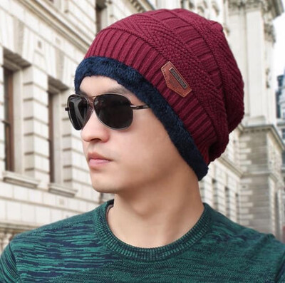 

Men winter hat fashion knitted hats Fall Hat Thick&warm&Bonnet Skullies Beanie Soft Knitted Beanies Cotton