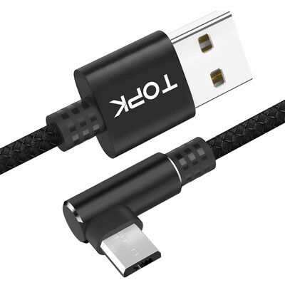 

TOPK 1M 90 Degree Micro USB Cable Fast Charging Data Cable for Samsung Xiaomi Huawei Android L Type Mobilie Phone Cable