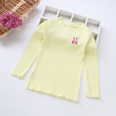 

Toddler Girl T-shirt Autumn Long Sleeve Rabbit Cat Letter Embroidery T-shirt Tops Cotton Casual Blouse Outfits