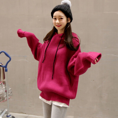 

Sweater Women Style Long-sleeved Hooded Pullover Loose Casual Solid Color Womens Sweater Sueter Mujer Invierno 2019
