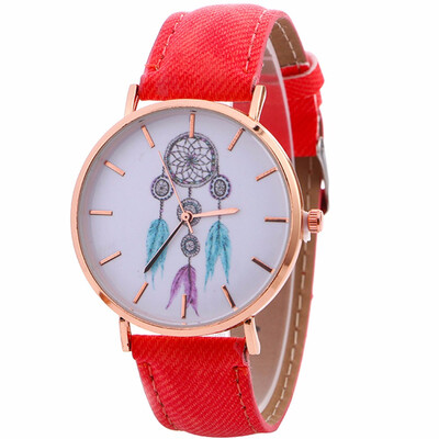 

〖Follure〗Women Wind Chimes Pattern Quartz Watch Cowboy Belt Table Watch BK