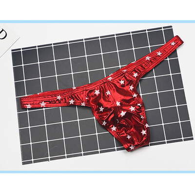 

Tailored Fashion Men Sexy Artificial leather Star Print Thong Underpant Brief Underwear
