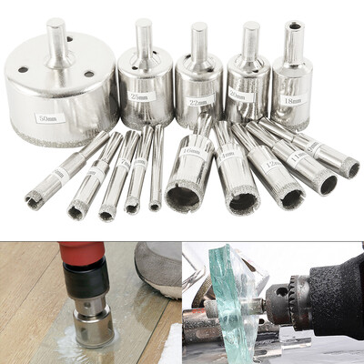 

15 Pack Diamond Drill Bits 6-50mm Diamond Hole Saw Drill Bit Set for Glass Tile Jewelry DIY Extractor Remover Tools Hole Saws Set