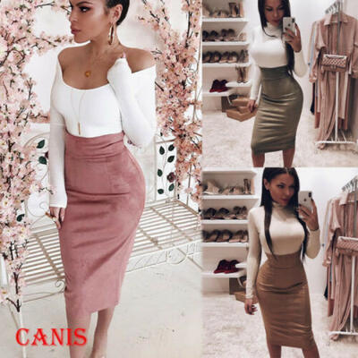 

Women Stretch High Waist Plain Long Skirt Dress Midi Skirt Party Pencil Skirts