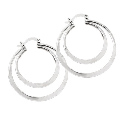 

Circle Double Flat Large Round Earrings Color Silver Plated