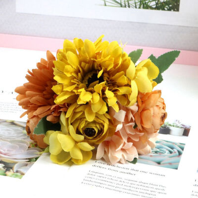 

Artificial Chrysanthemum Bouquet Flowers Romantic 5 Flower for Home Shop Decor Fake Flower Bouquet Simulation Chrysanthemum Gift