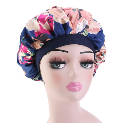 

Silk Satin Night Sleep Cap Hair Bonnet Hat Head Cover Wide Band Adjust Elastic