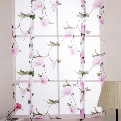 

Floral Curtains short kitchen sheer short curtains roman blinds door modern tulle fabrics valance 14m16m