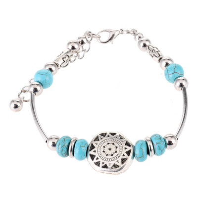 

WomenS Vintage Jewellery Charming Turquoise Round Bracelets Adjustable