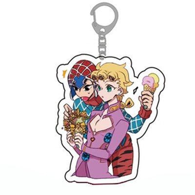 

CAR-TOBBY Anime Jojos Bizarre Adventure Keychain Cartoon Figure Acrylic Pendant Backpack Key Ring