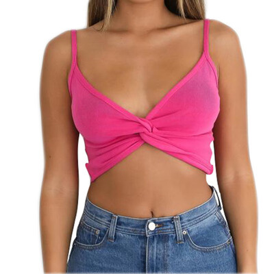 

Womens Fashion Sleeveless Top Bowknot Sexy V Neck Crop Top Bandage Tank Tops Summer Women Clothing