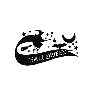 

Happy Halloween Balck Wall Stickers Window Refrigerator Decals Holiday Decorative Murals for Kids Rooms Nursery Halloween Party