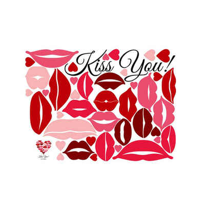

45x60CM Heart Shaped Lips Patterns PVC Self-adhesion Wall Decals Stickers Tattoo for Bedroom Decorations
