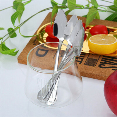 

Stainless Steel Grapefruit Scraper Spoon Long Handle Double-end Dessert Baby Food Prepare Serrated Spoon