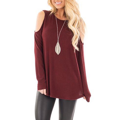 

Tailored Women Casual Backless O-Neck Solid Long Sleeve Loose T-Shirt Top Blouses