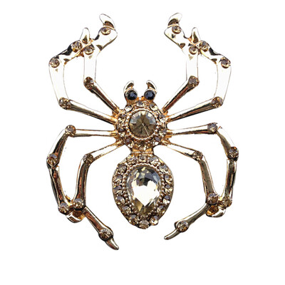 

New Large Gold Spider Pin Brooch Badge Diamante Crystal Party Broach Gift