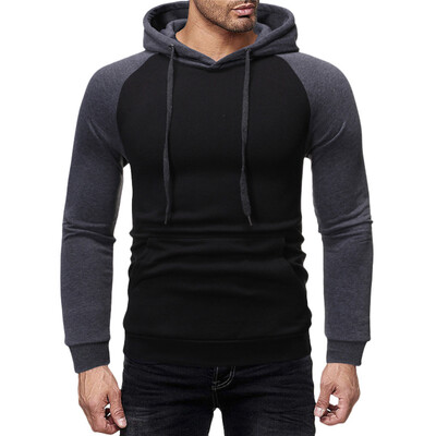 

Toponeto Men Autum Winter Long Sleeve Hooded Sweatshirt Patchwork Outwear Tops Blouse