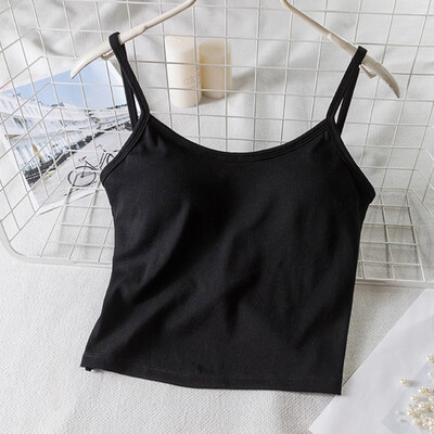 

Summer Slim Crop Tops Sexy Women Sleeveless Tank Tops Solid Color Black Camisoles Beauty Back Top