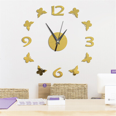 

Toponeto 3D Creative Butterfly Digital Acrylic Mirror Wall Clock Home Decor Wall Clock