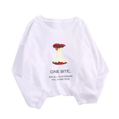 

Harajuku T-Shirt Women Pullovers Casual Long Sleeve Tops O-Neck Loose Cute Print Female T-shirts