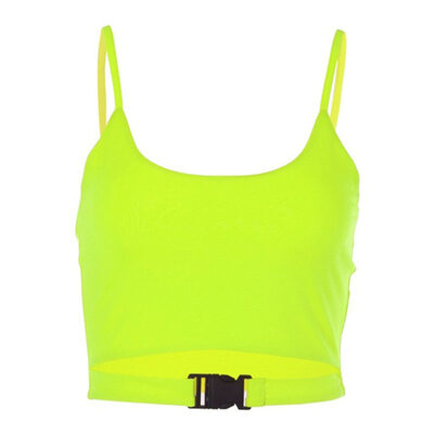 

Bag Buckle Solid Color Women Summer Casual Crop Top Sleeveless Camisole Vest