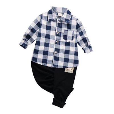 

Childrens Clothing SpringAutumn Fashion Plaid Childrens Sets Cotton Kids Boy Clothing Set Newborn Baby Boys Clothes